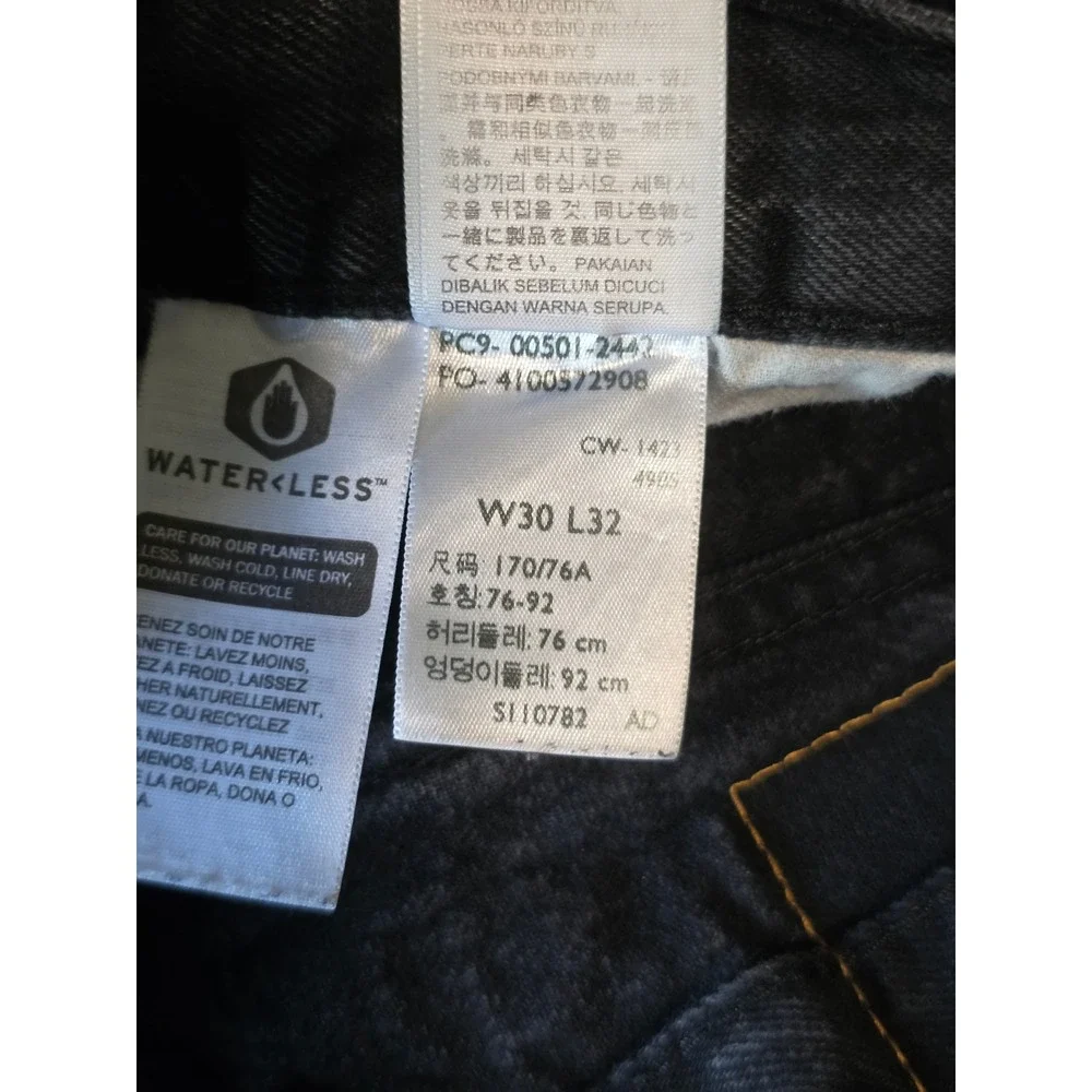 Levis 501 Original Fit Jeans Mens 30x32 Faded Black Button Fly Denim 00501-2443